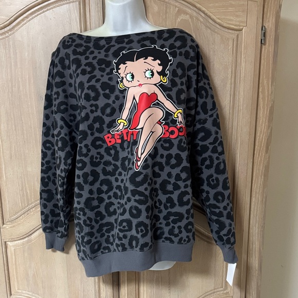 New Betty Boop Leopard Print Sweatshirt - Picture 15 of 15